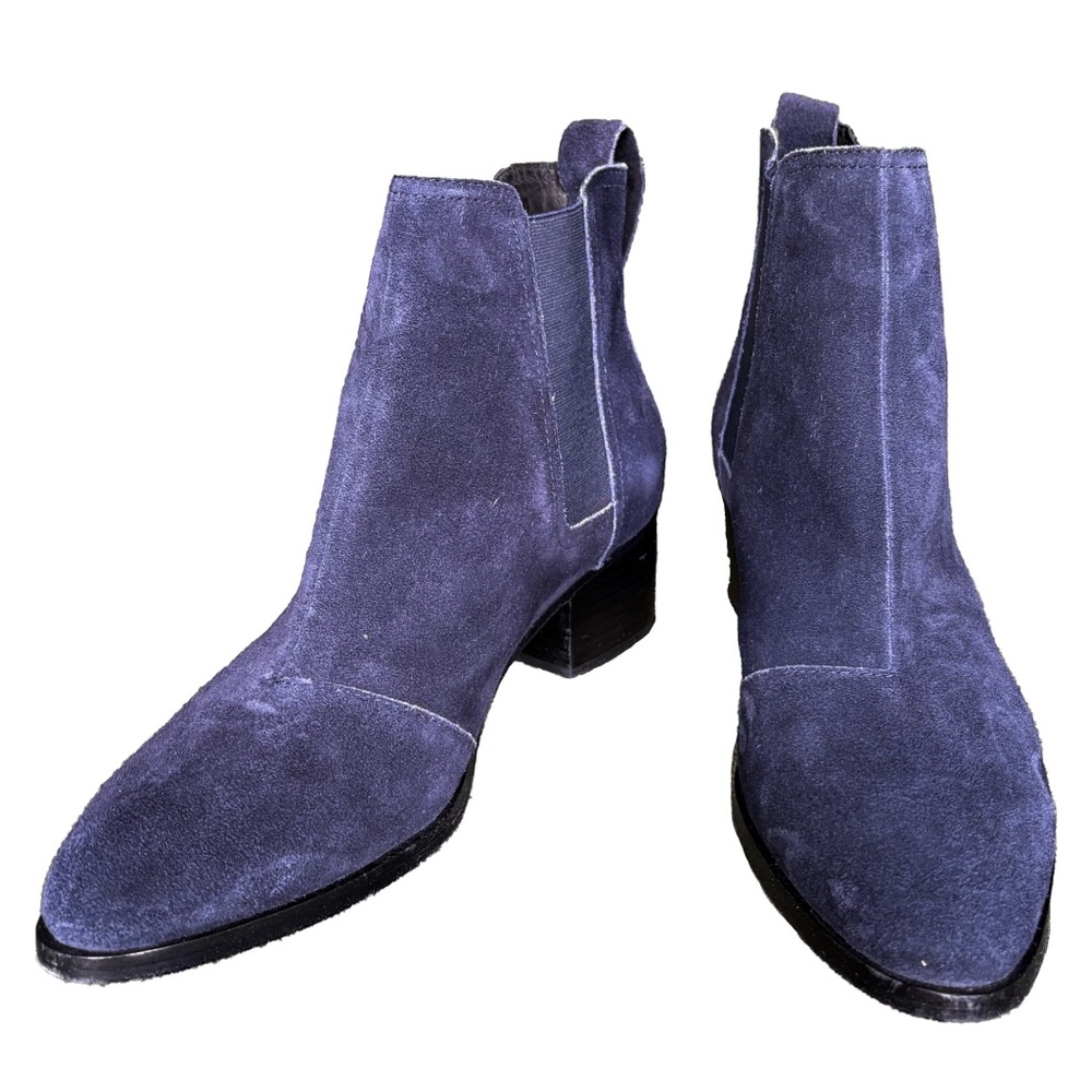 Rag & Bone Walker Boot navy blue suede block heel chelsea boot size 37 EUC